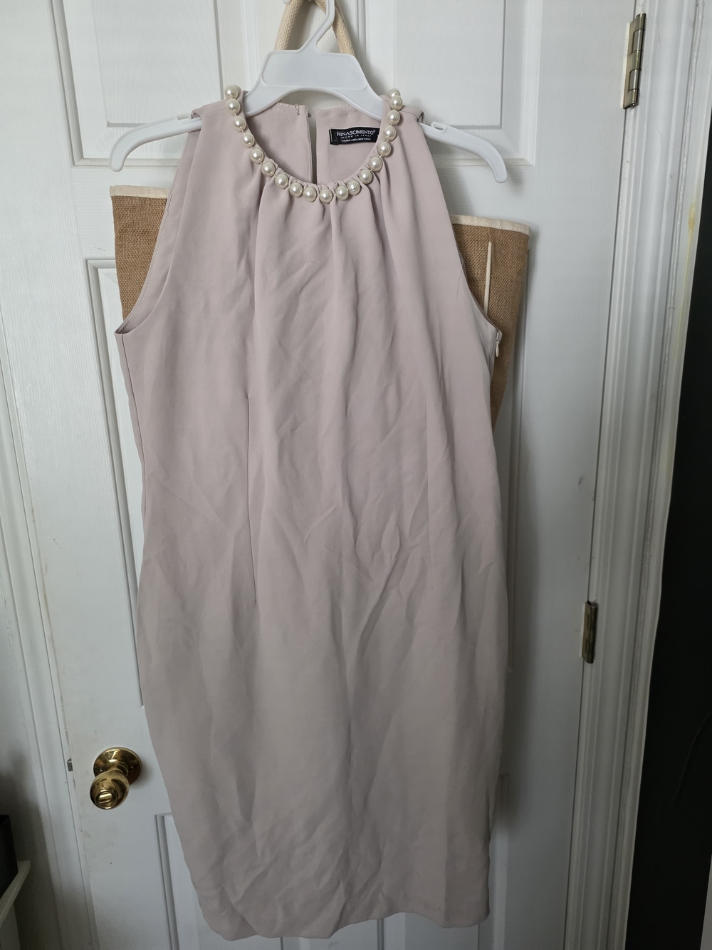 Banana Republic Pearl-Embellished Halter Midi Dress in Light Blush
